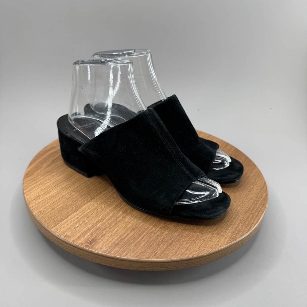 Vagabond Shoemakers Mules Sz 6 Black Suede Block Heel Open‎ Toe Minimalist Slide